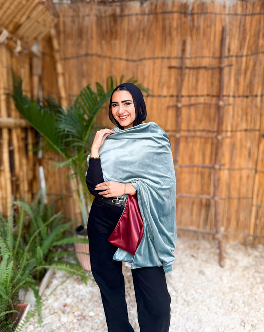 Moonlight Velvet shawl - sage x wine