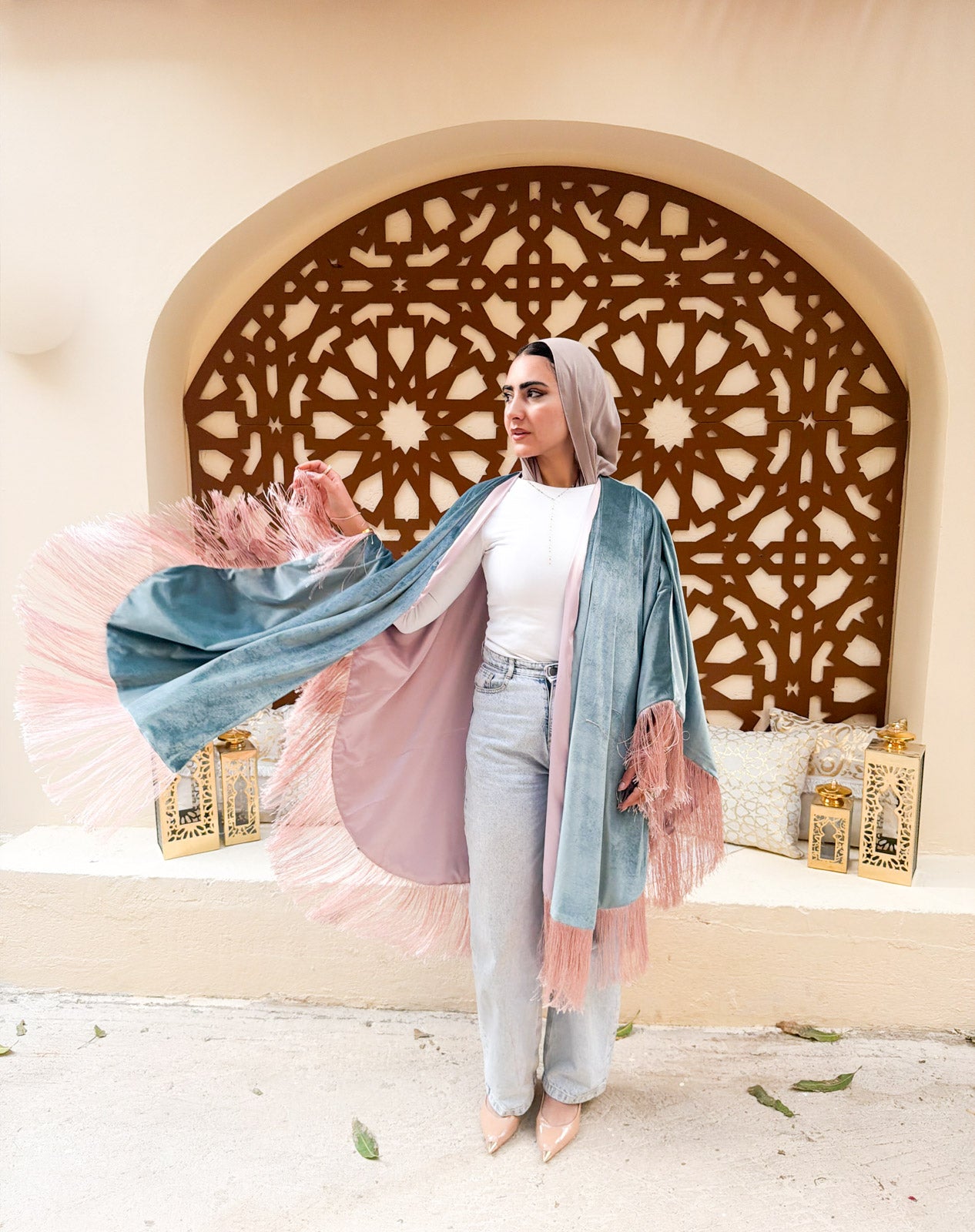 Sage & Rose Fringe cape