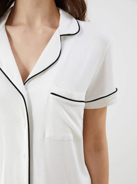 Collared Neck Women's Shortie Pyjama Set