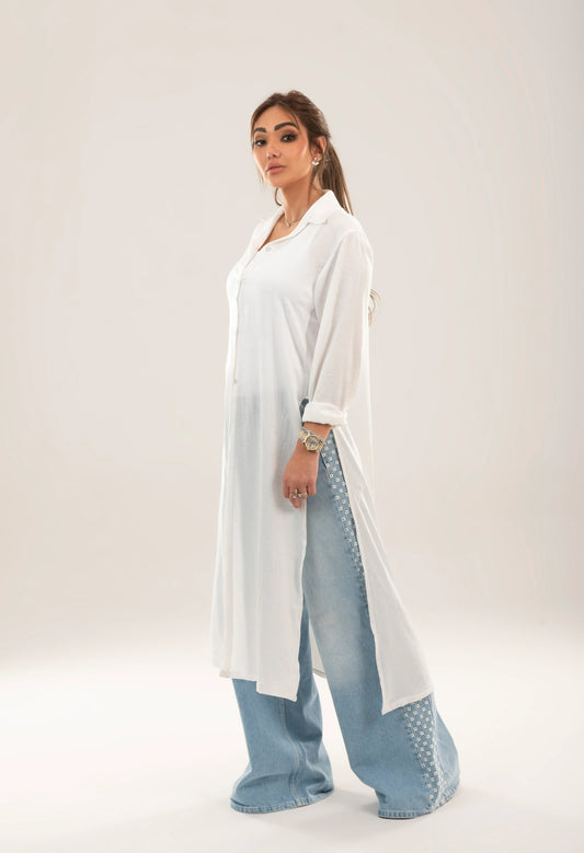 Sophia split sides stain Long shirt