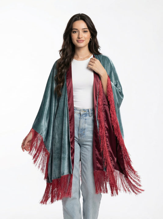Sunset Bloom Velvet Cape