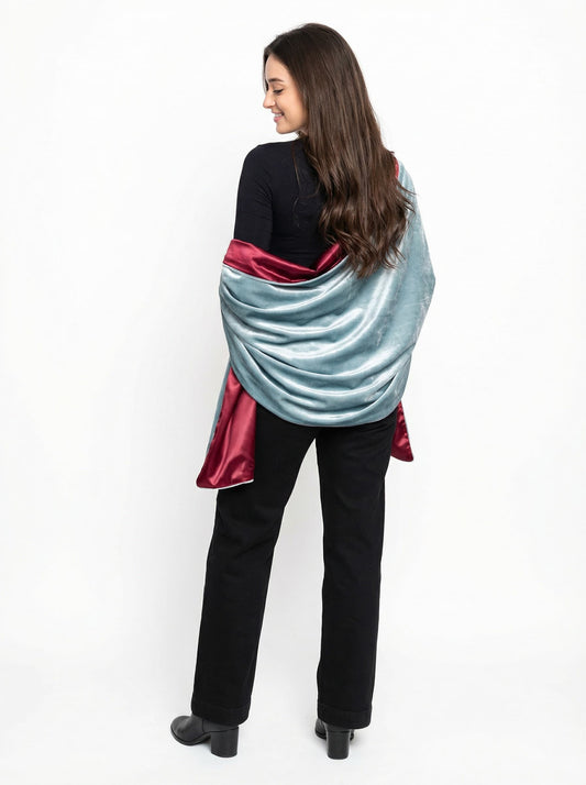 Moonlight Velvet shawl - sage x wine