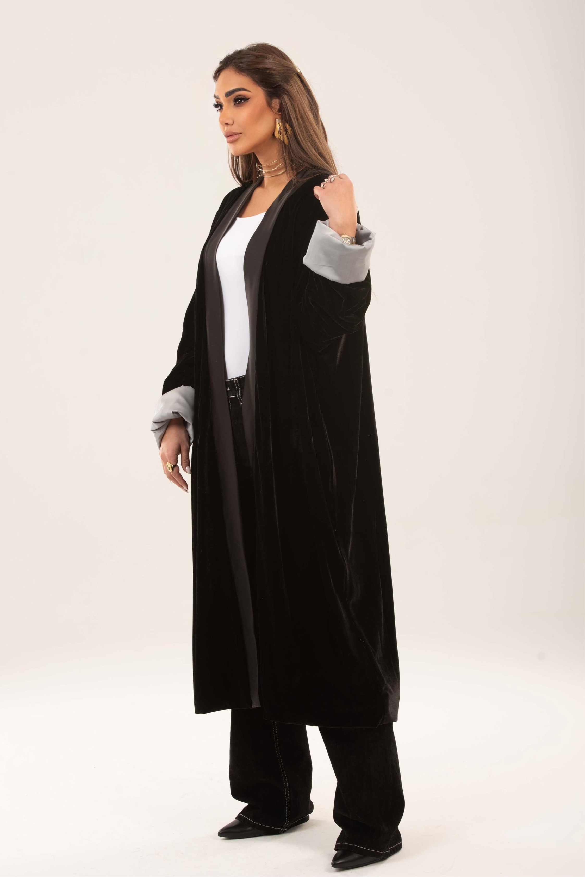 Velvet satin lining kimono