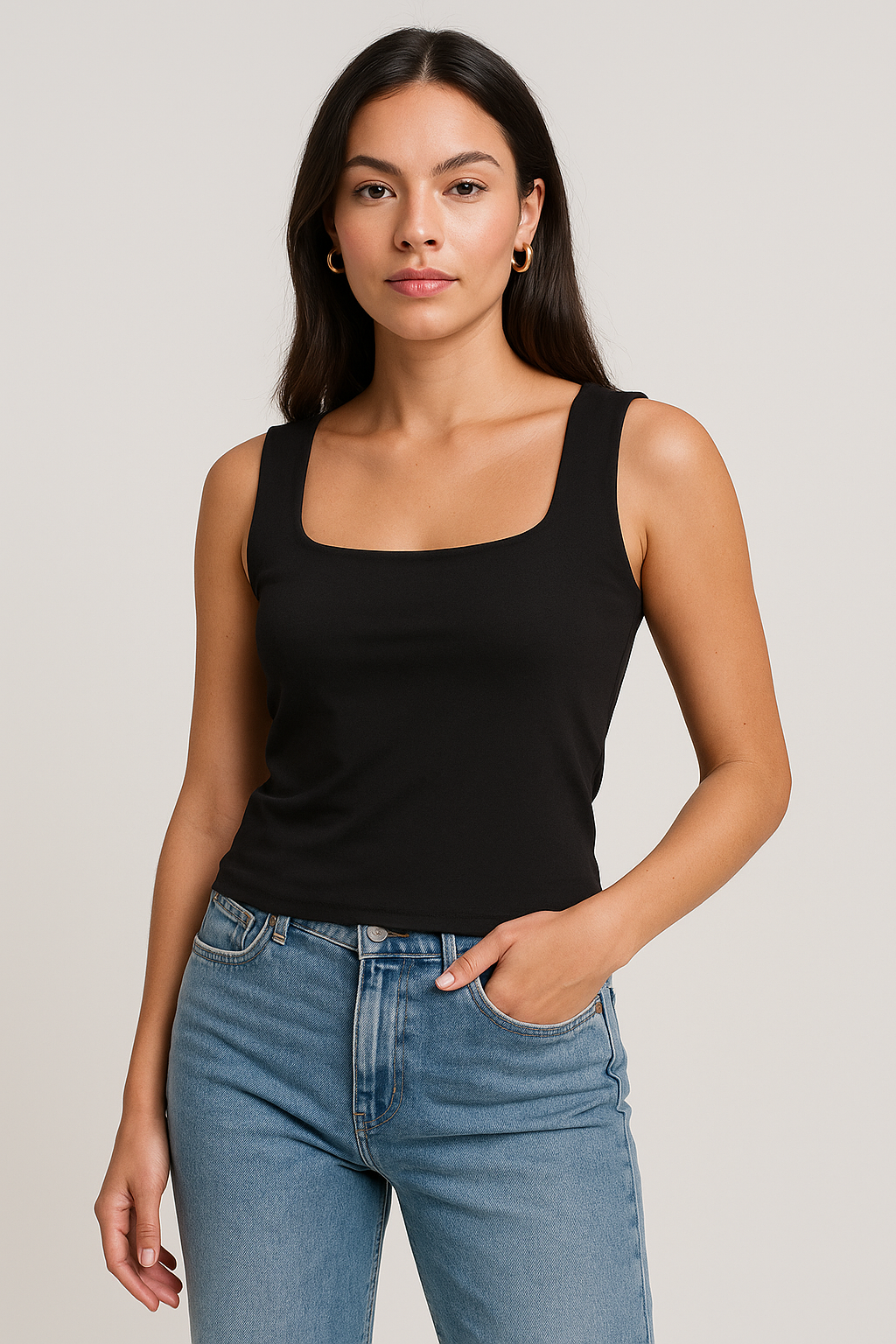 Square Neck Double Layered Tank Top