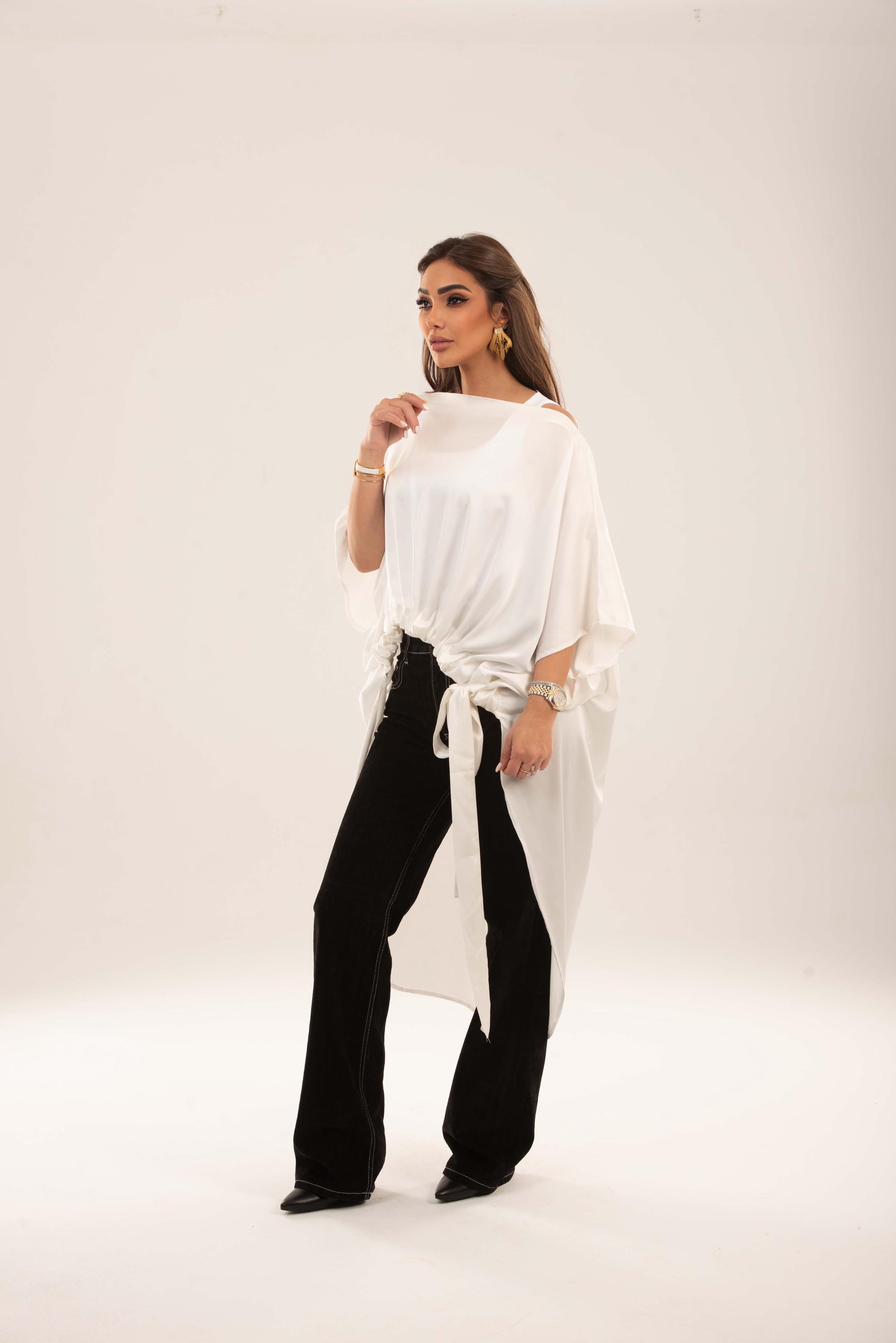 Off shoulder Tie-Waist Tunic