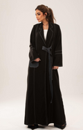 Stylish Black Abaya with Contrast Stitching