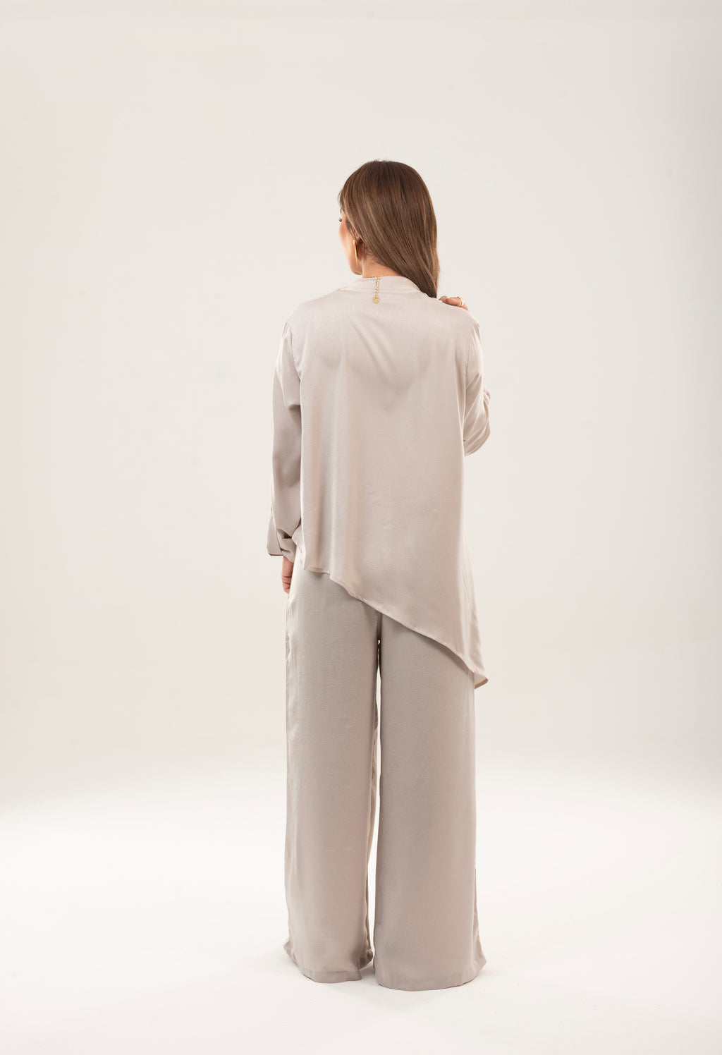 Satin asymmetrical draped top