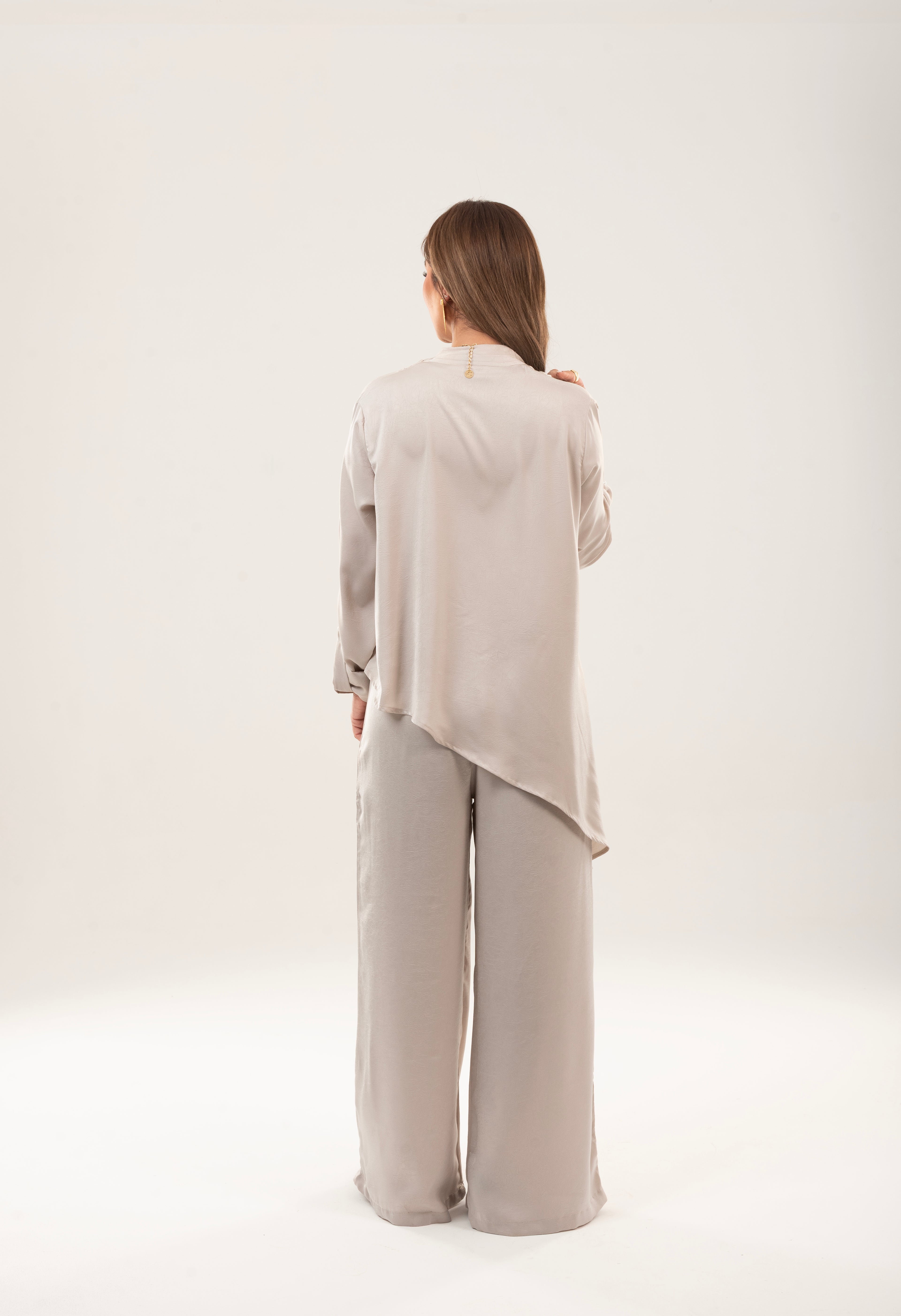 Satin asymmetrical draped top