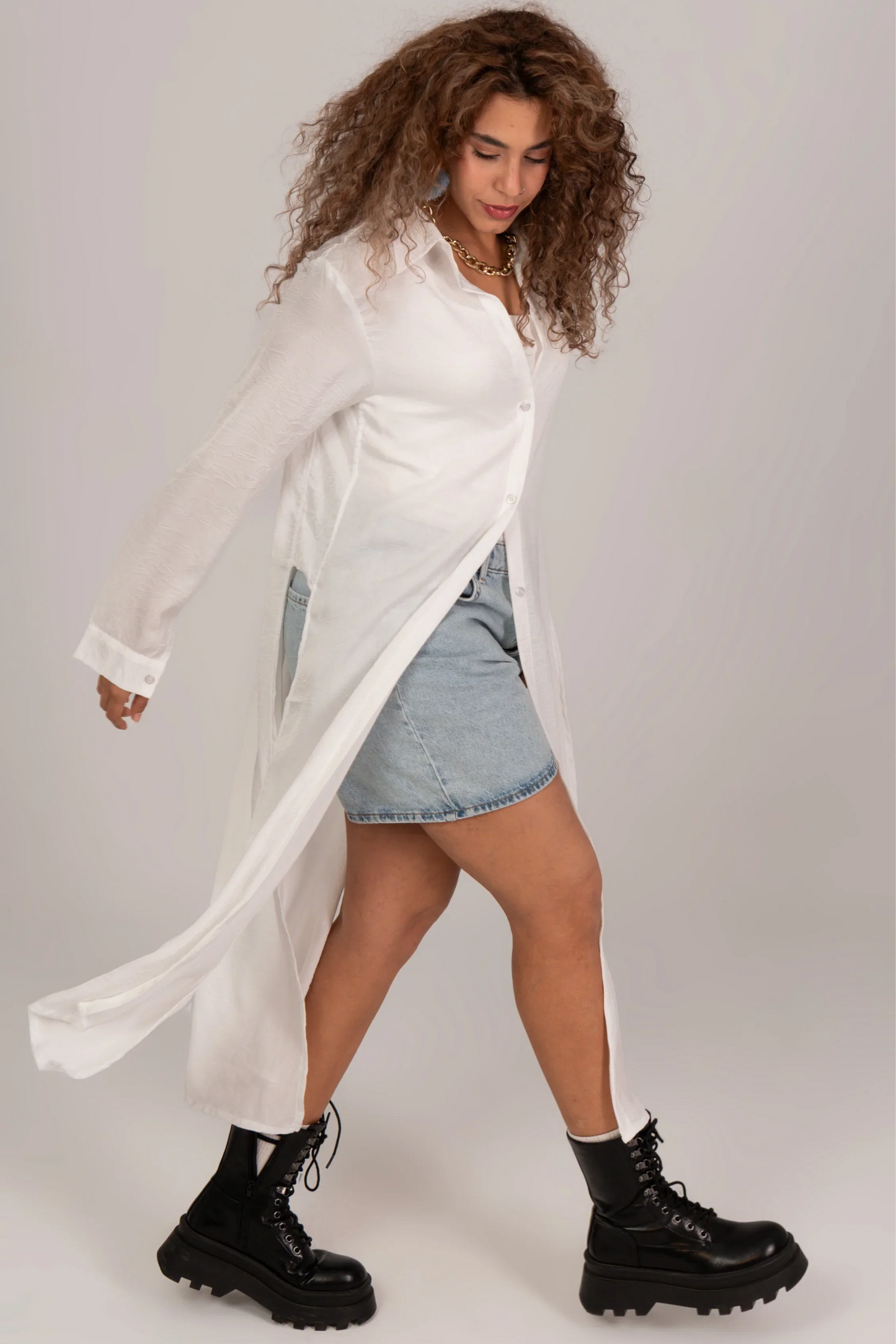Sophia split sides stain Long shirt