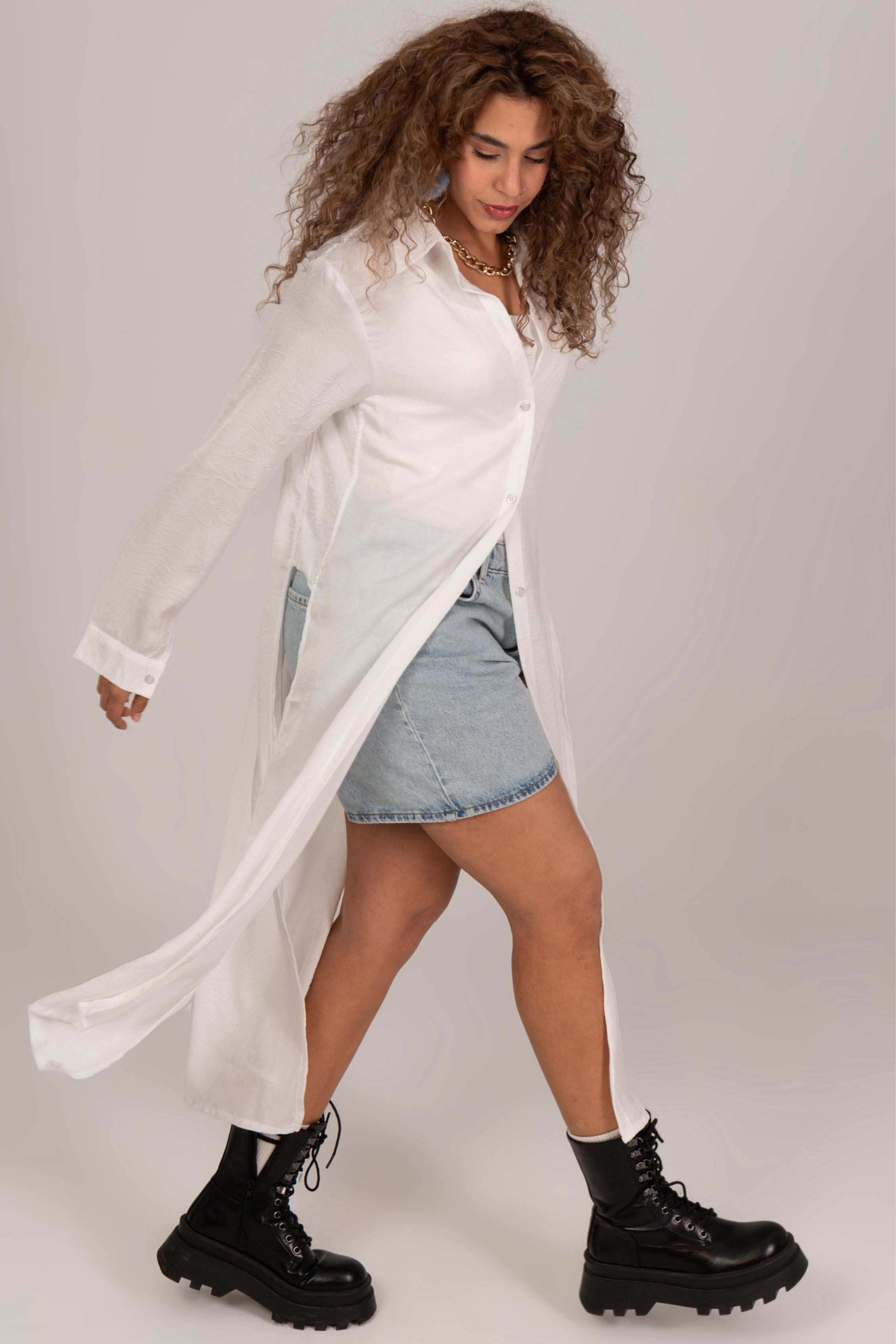 Sophia split sides stain Long shirt