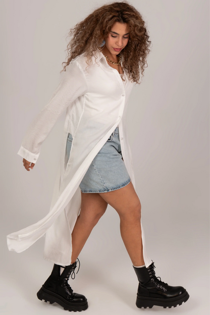 Sophia split sides stain Long shirt