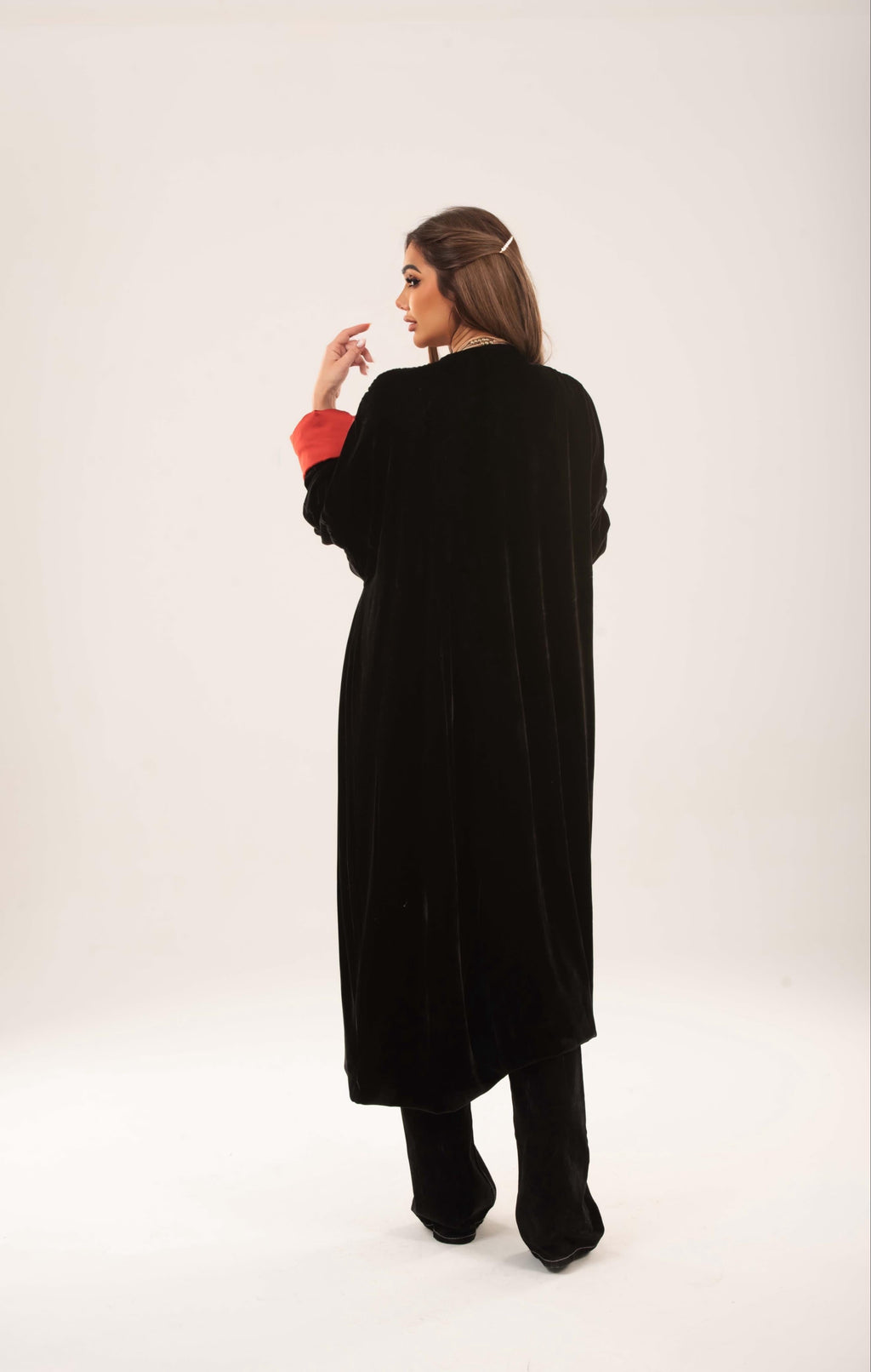 Velvet satin lining kimono