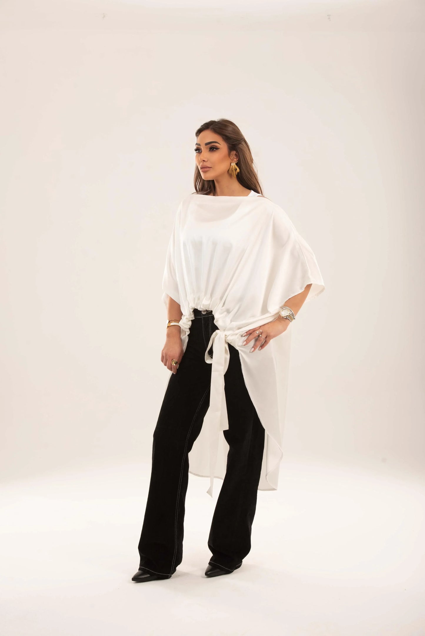 Off shoulder Tie-Waist Tunic