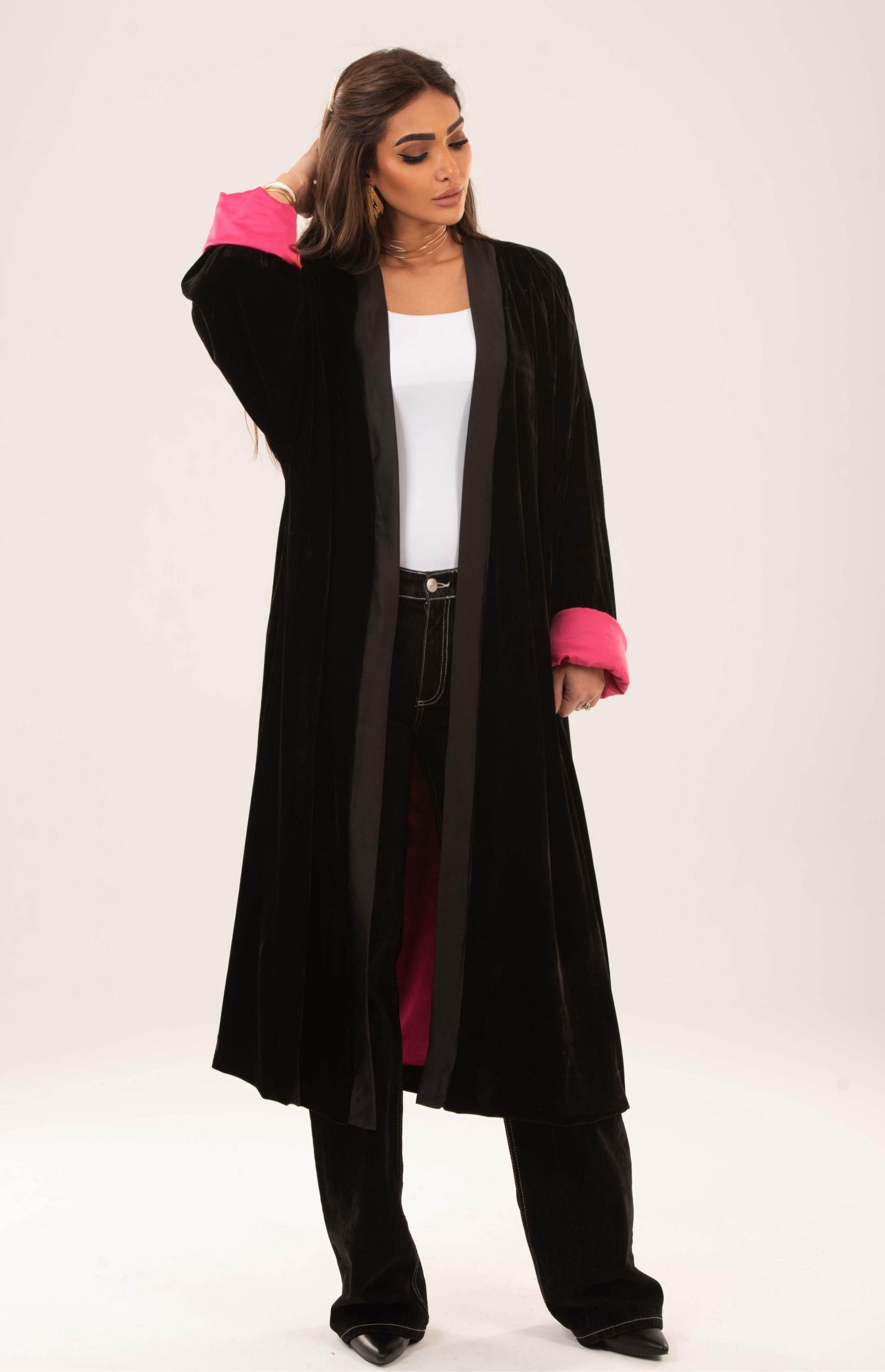 Velvet satin lining kimono