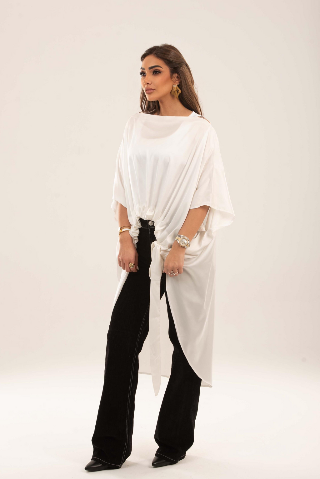 Off shoulder Tie-Waist Tunic