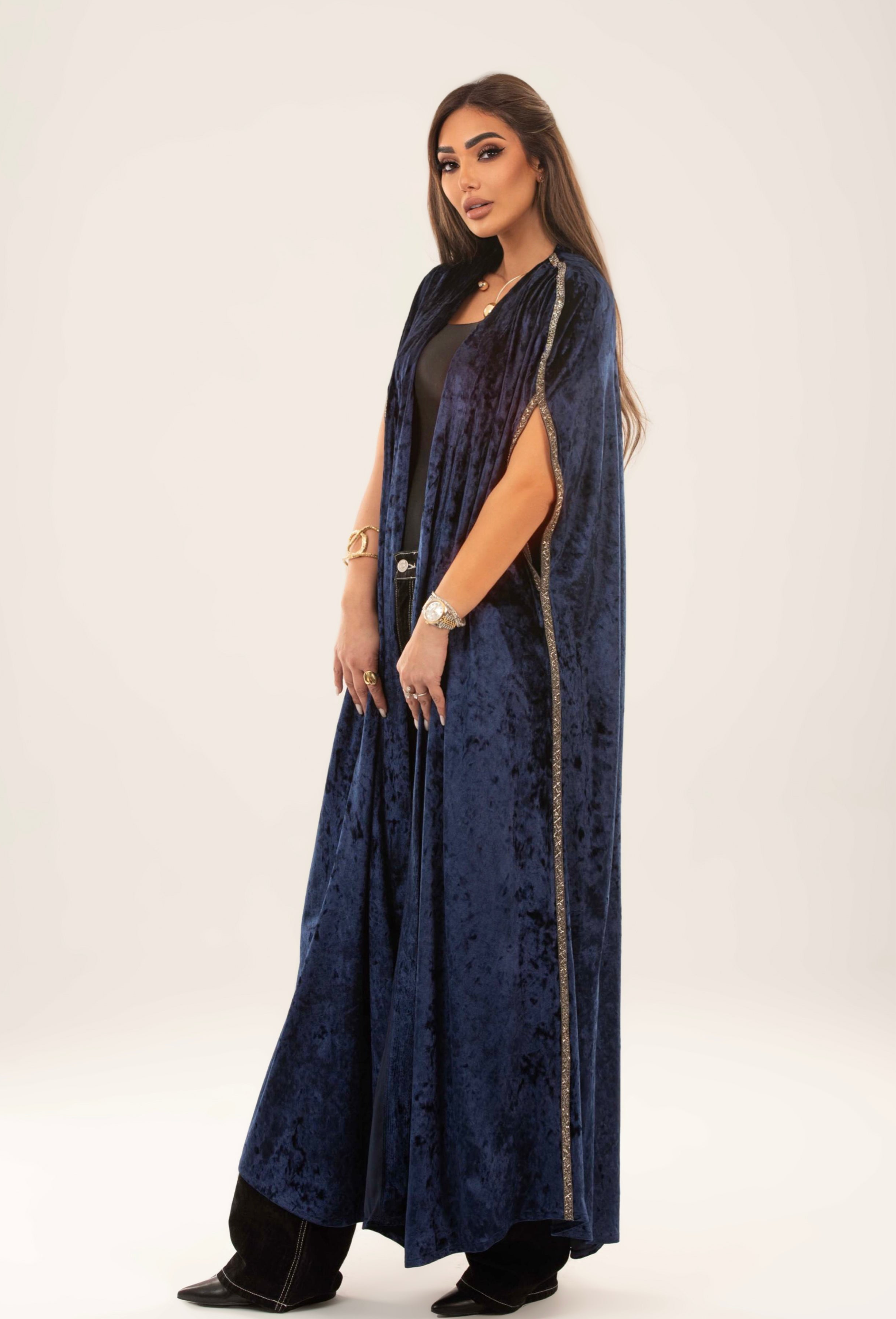 Midnight velvet long kimono