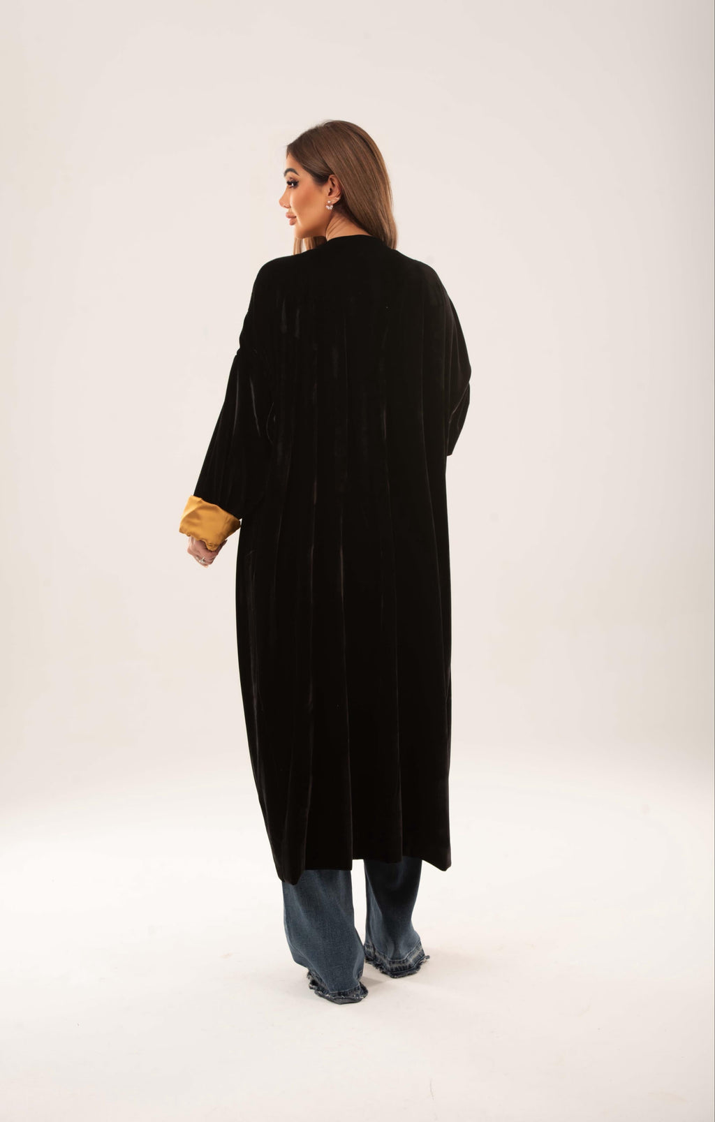Velvet satin lining kimono