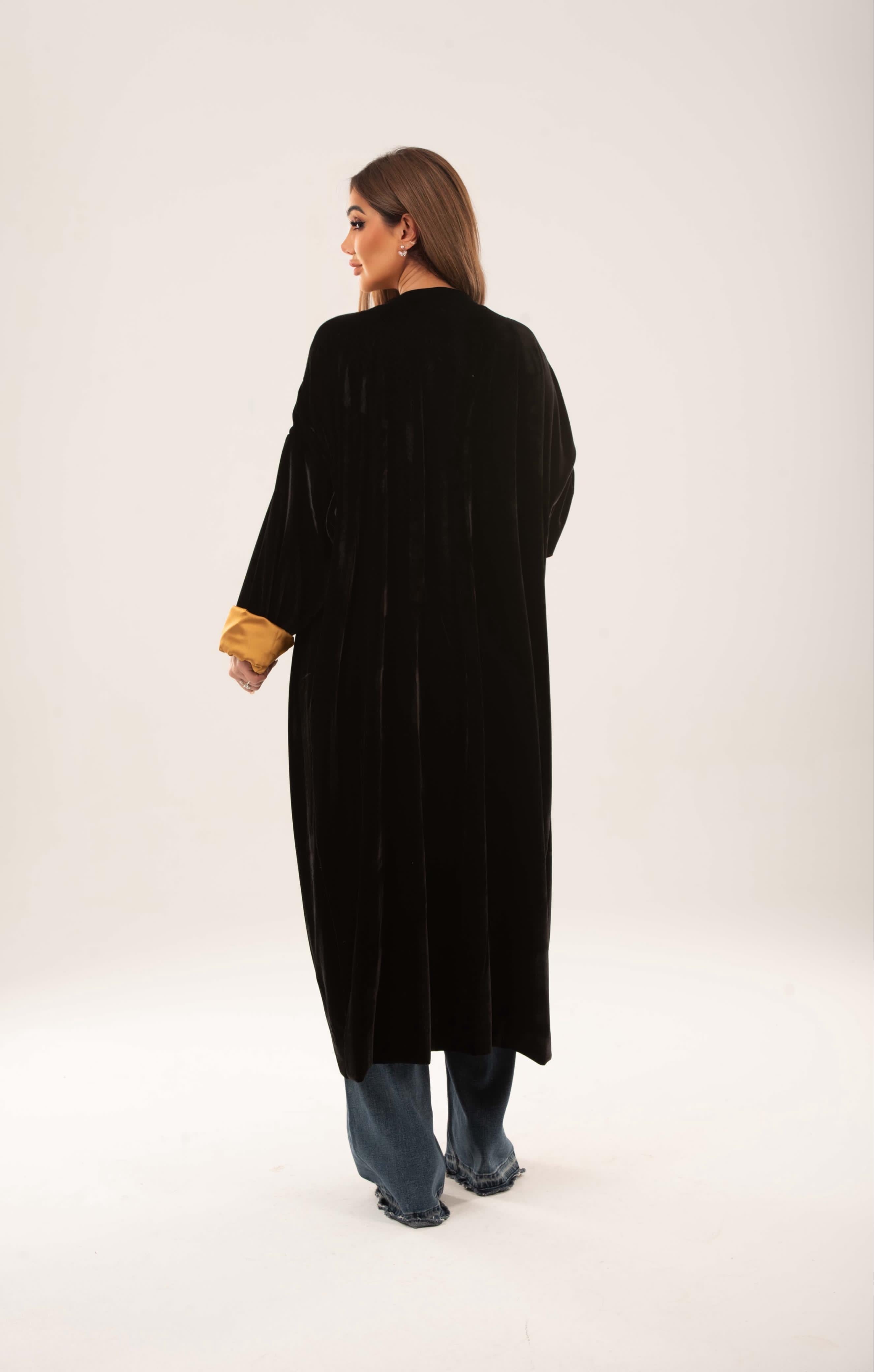 Velvet satin lining kimono