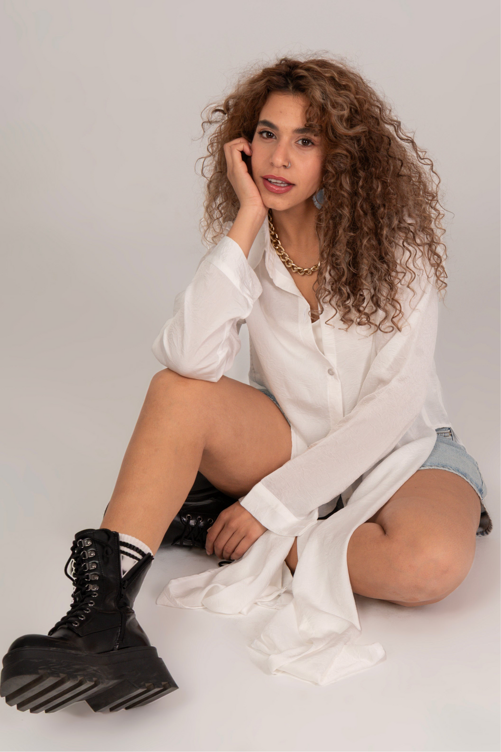 Sophia split sides stain Long shirt