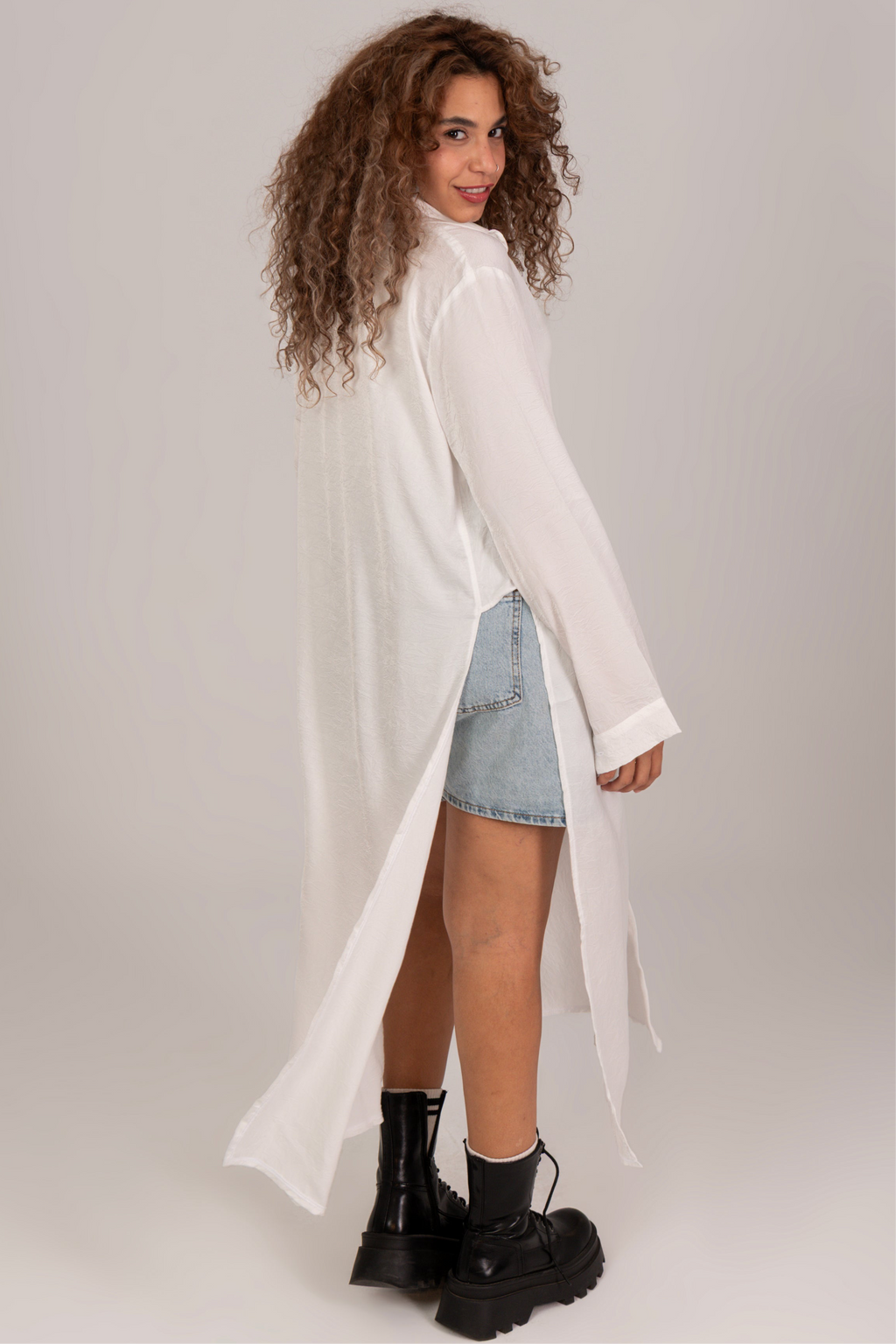 Sophia split sides stain Long shirt