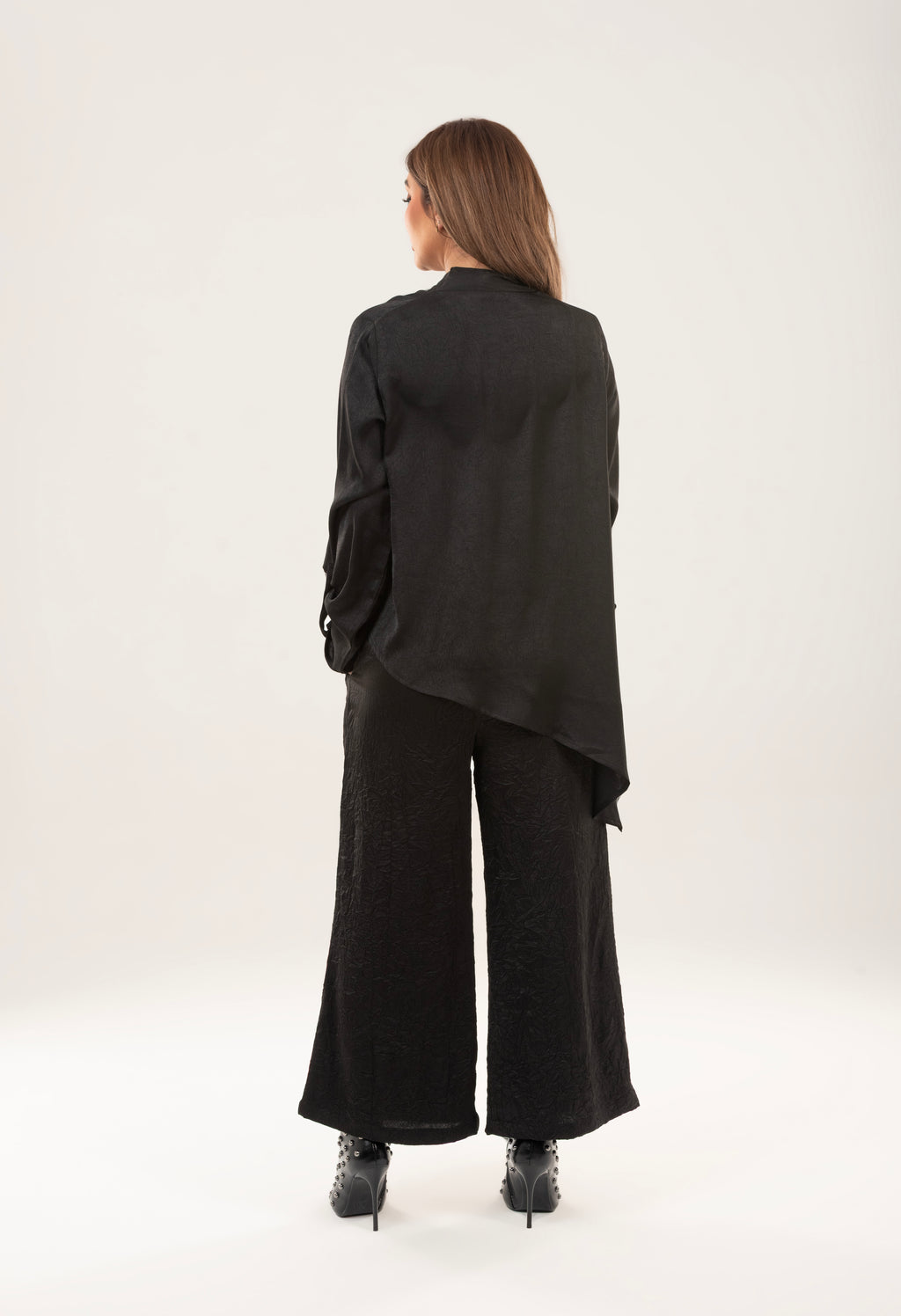 Satin asymmetrical draped top