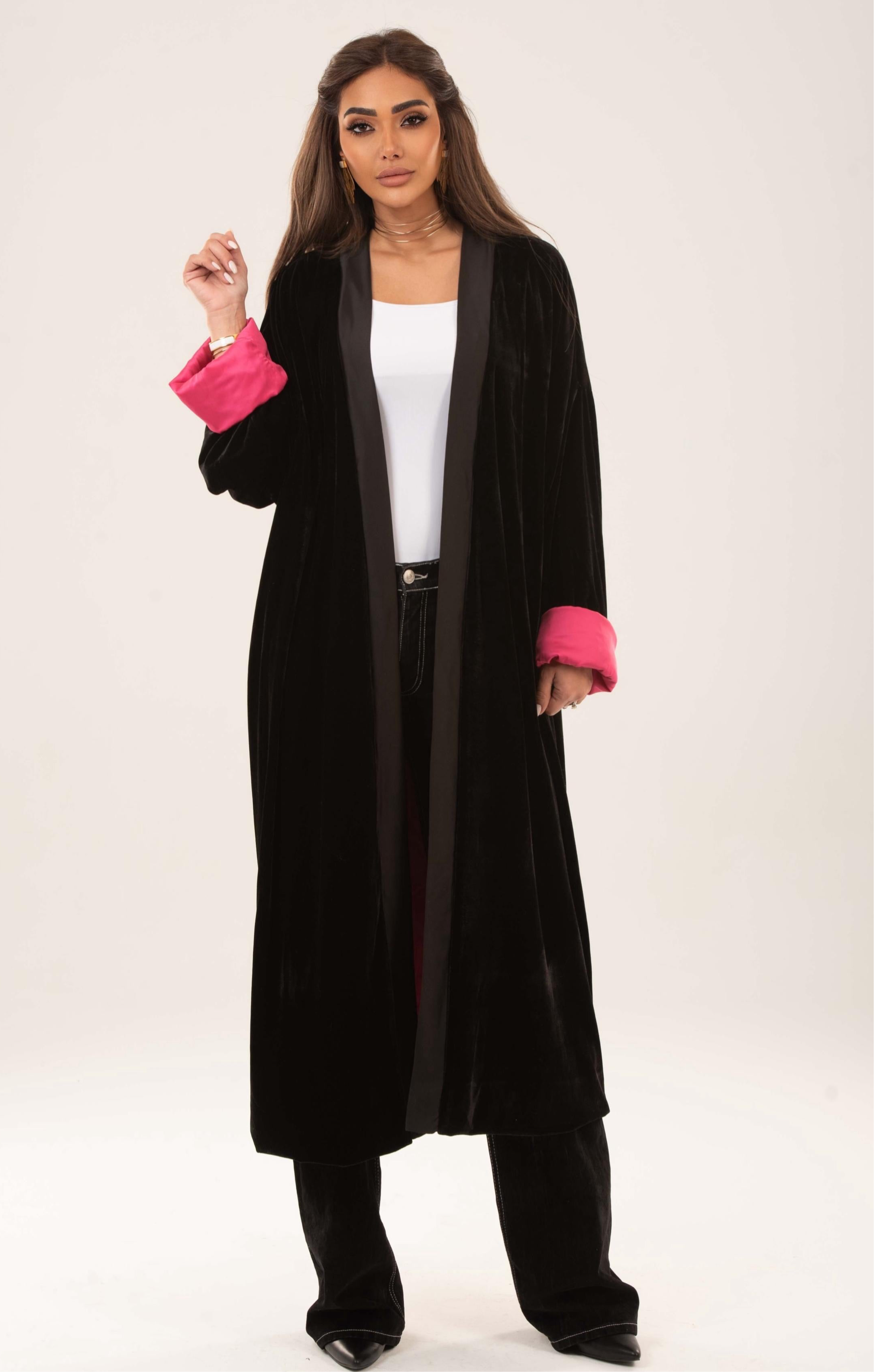 Velvet satin lining kimono