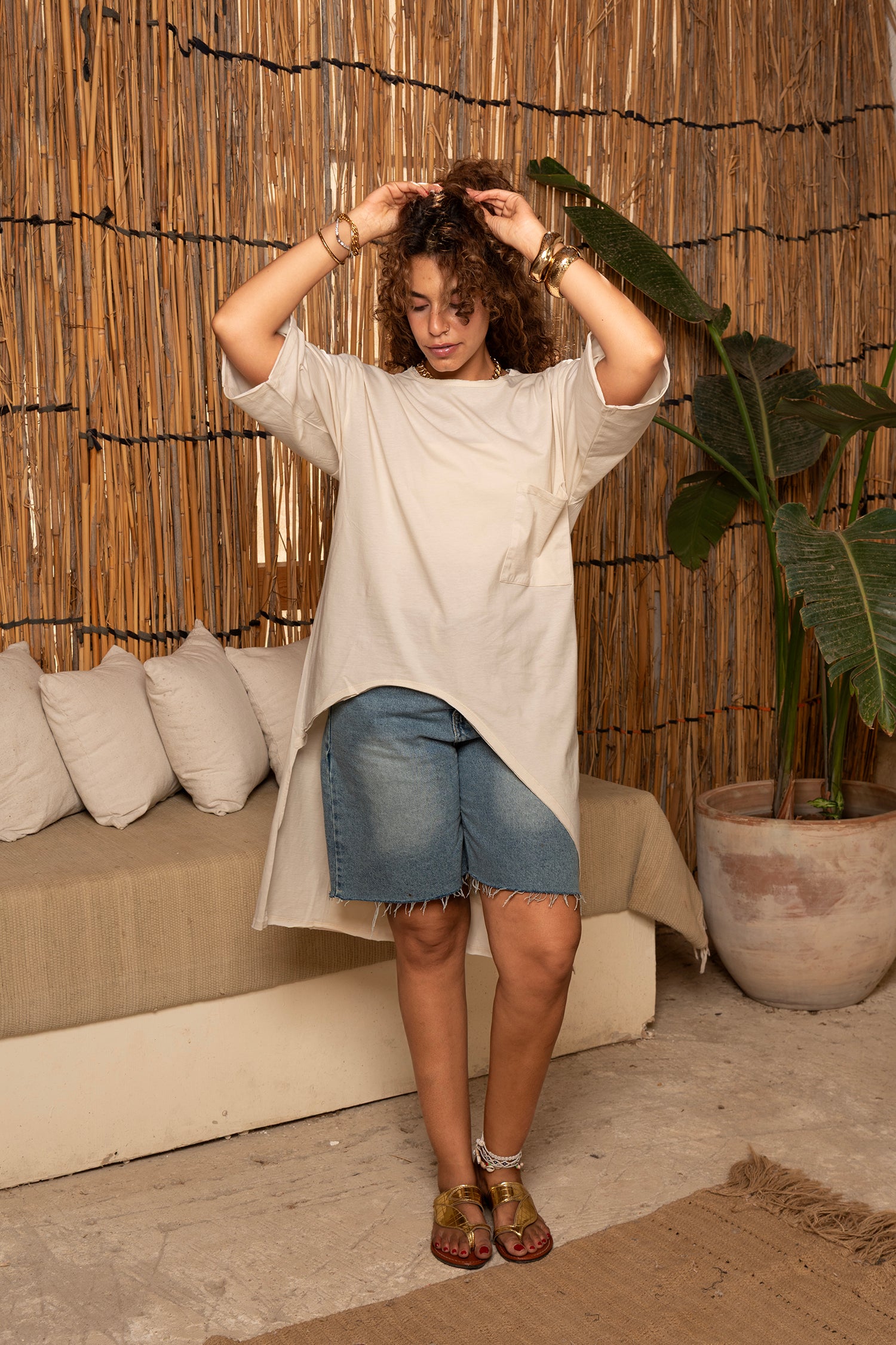 Oversized High Low Unfinished Edge T-shirt