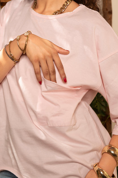 Oversized High Low Unfinished Edge T-shirt