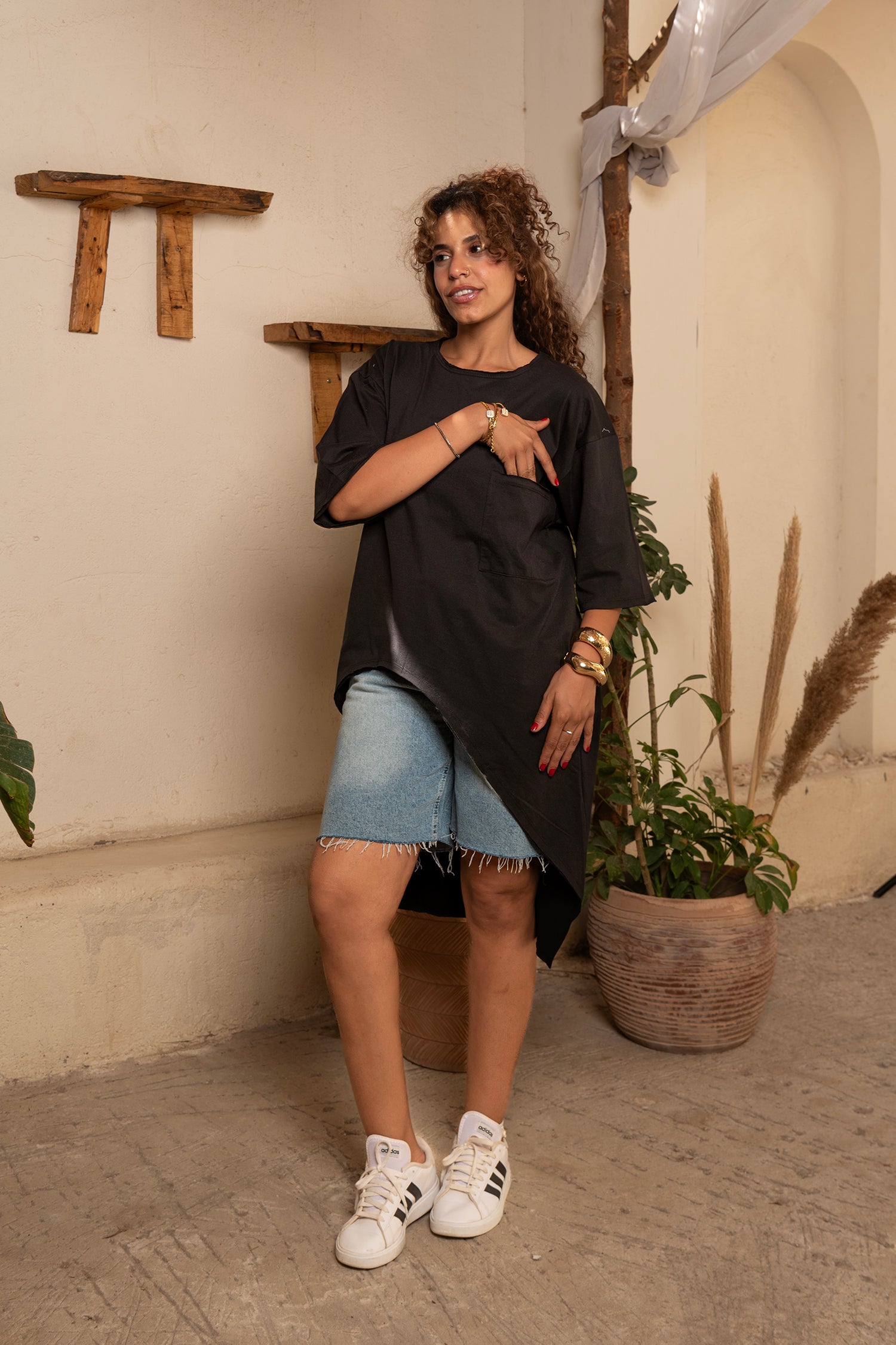 Oversized High Low Unfinished Edge T-shirt