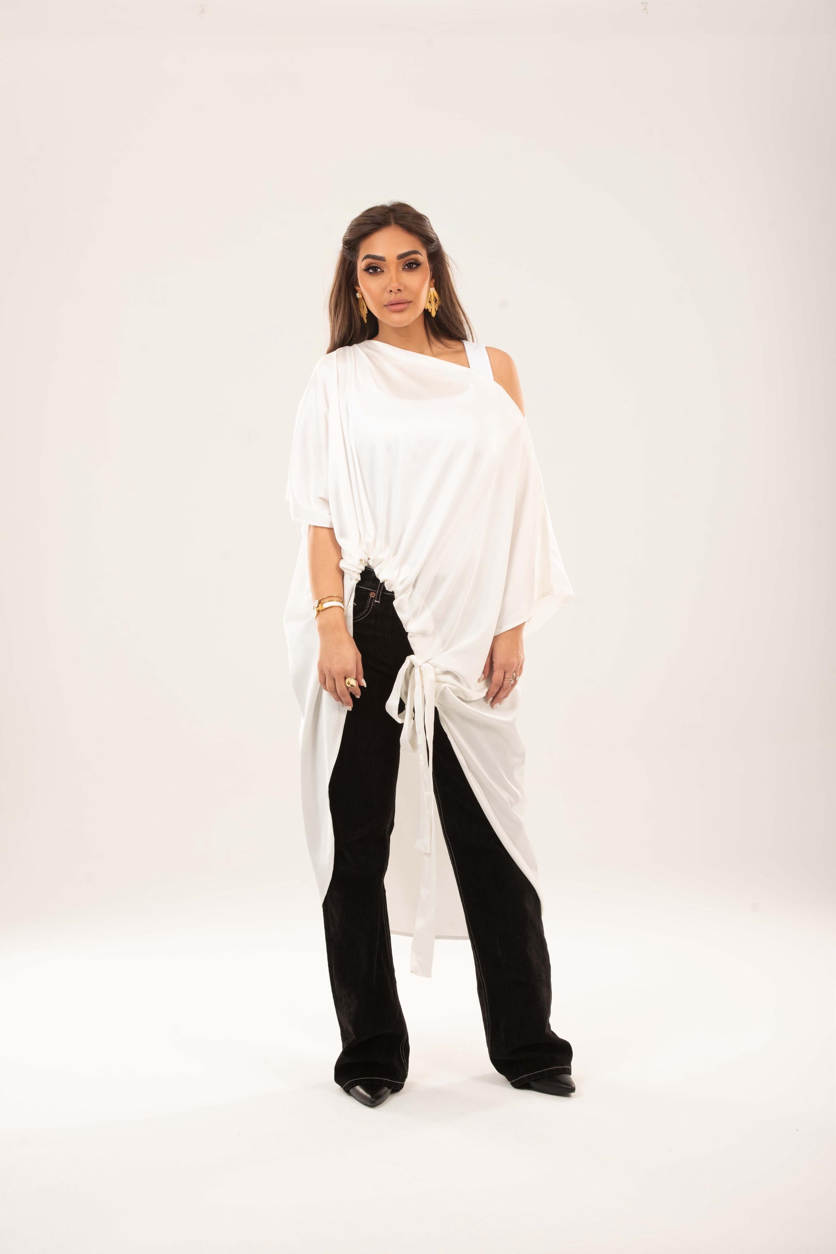 Off shoulder Tie-Waist Tunic