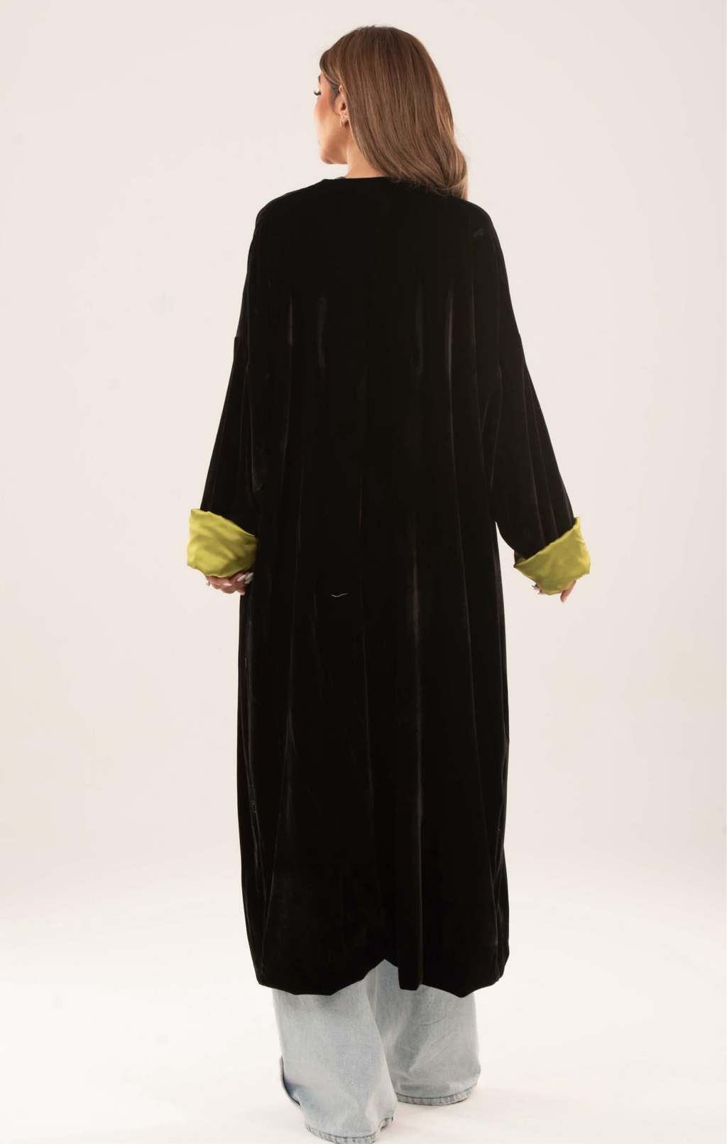 Velvet satin lining kimono