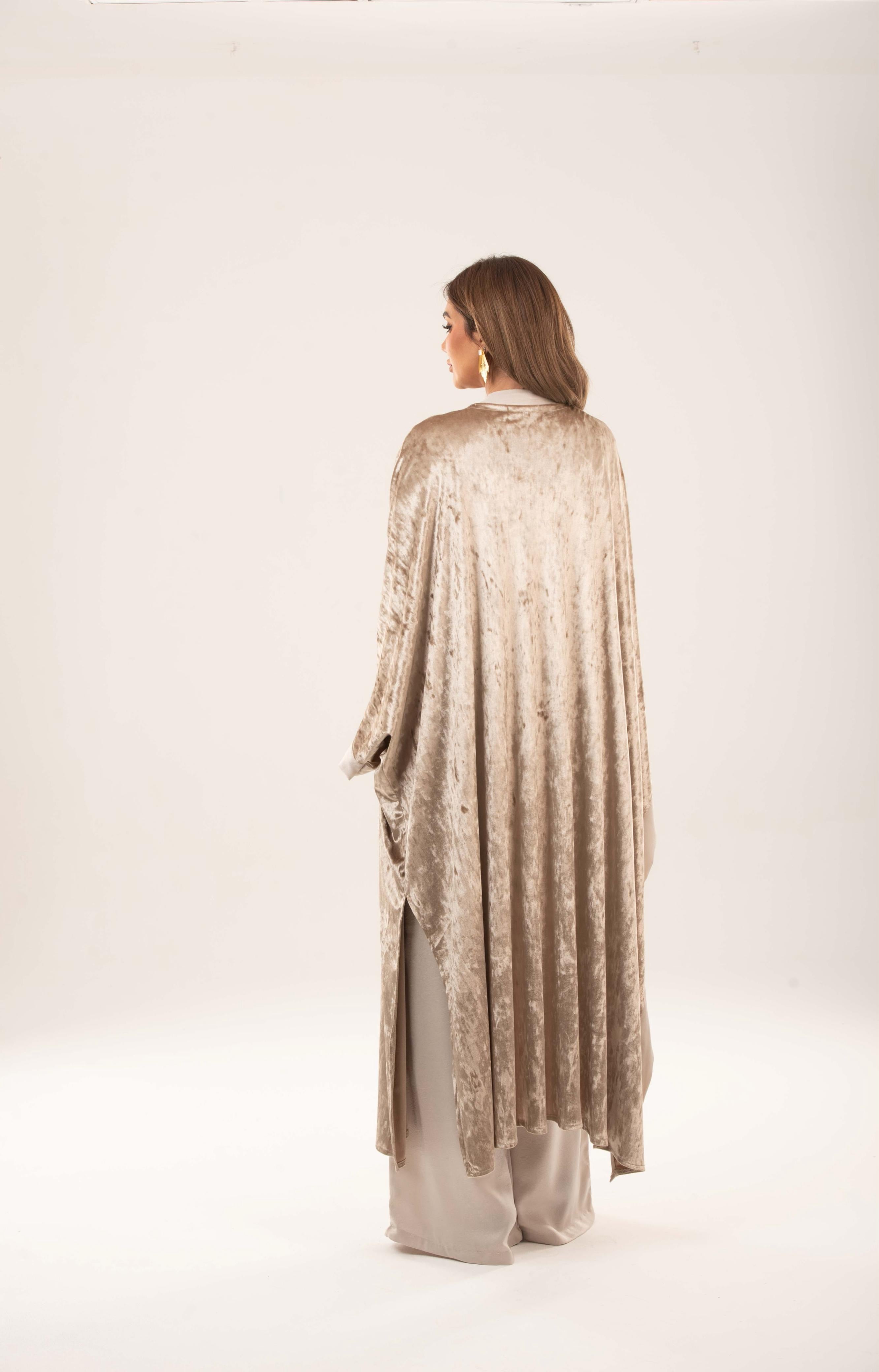 Asymmetrical velvet kimono