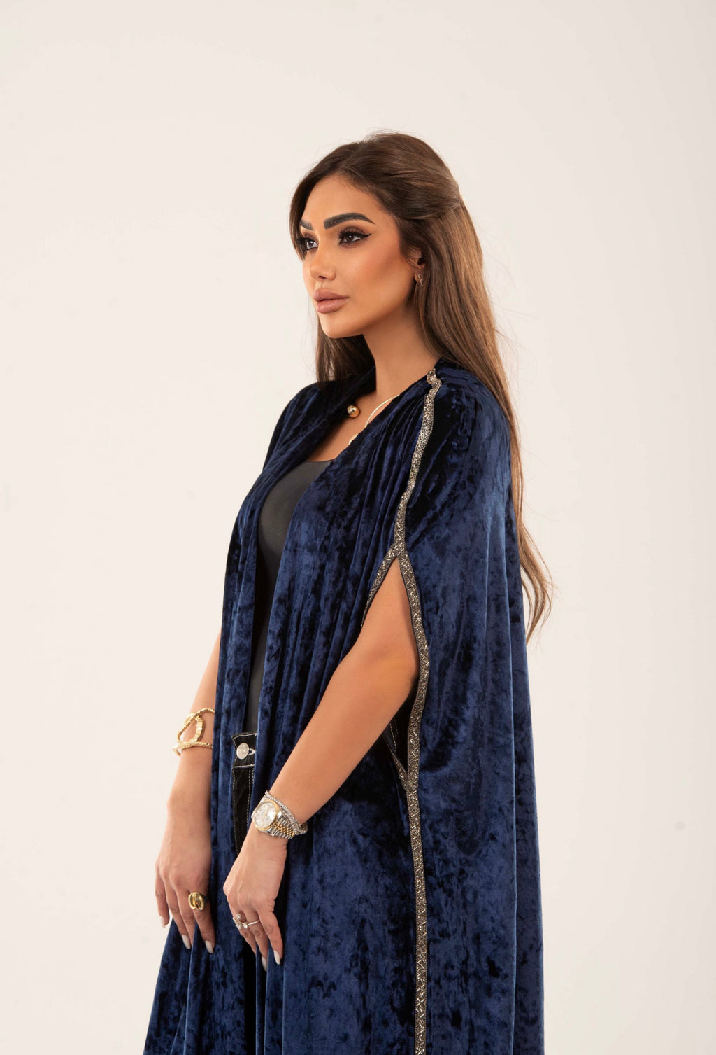 Midnight velvet long kimono