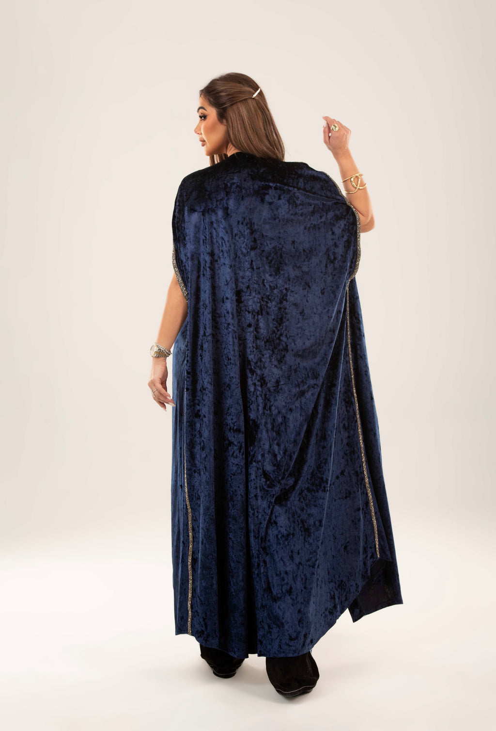 Midnight velvet long kimono