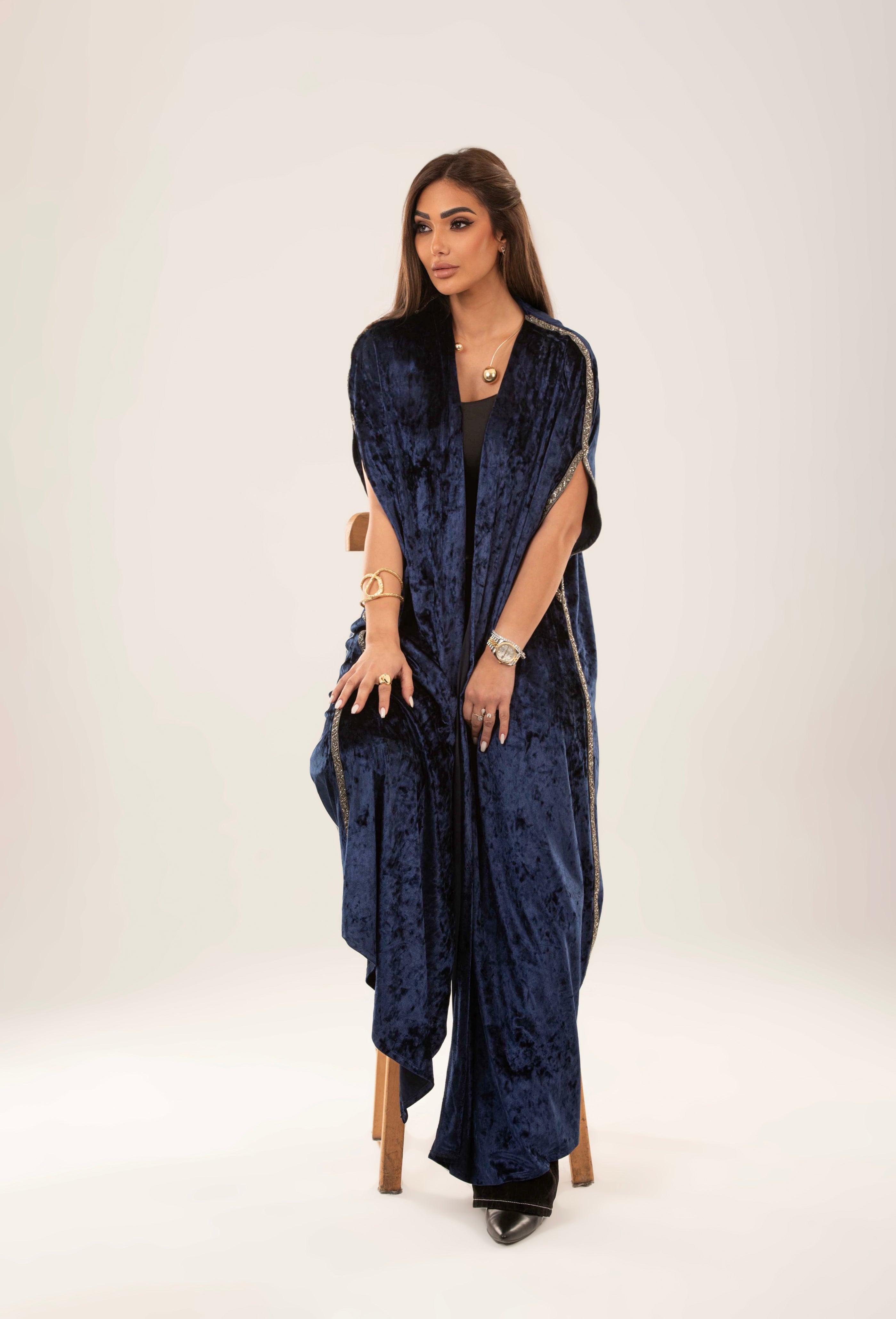 Midnight velvet long kimono