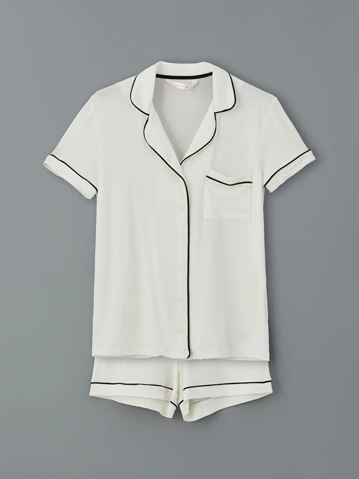 Collared Neck Women's Shortie Pyjama Set