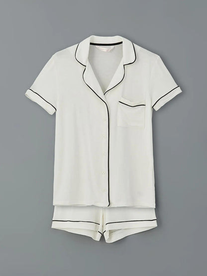 Collared Neck Women's Shortie Pyjama Set