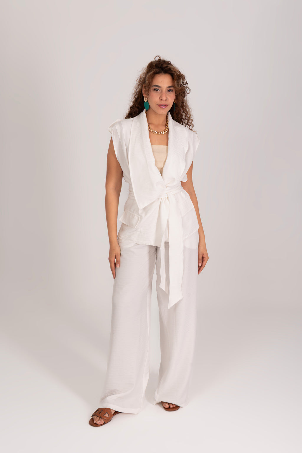 Soft Blended Linen Belted set