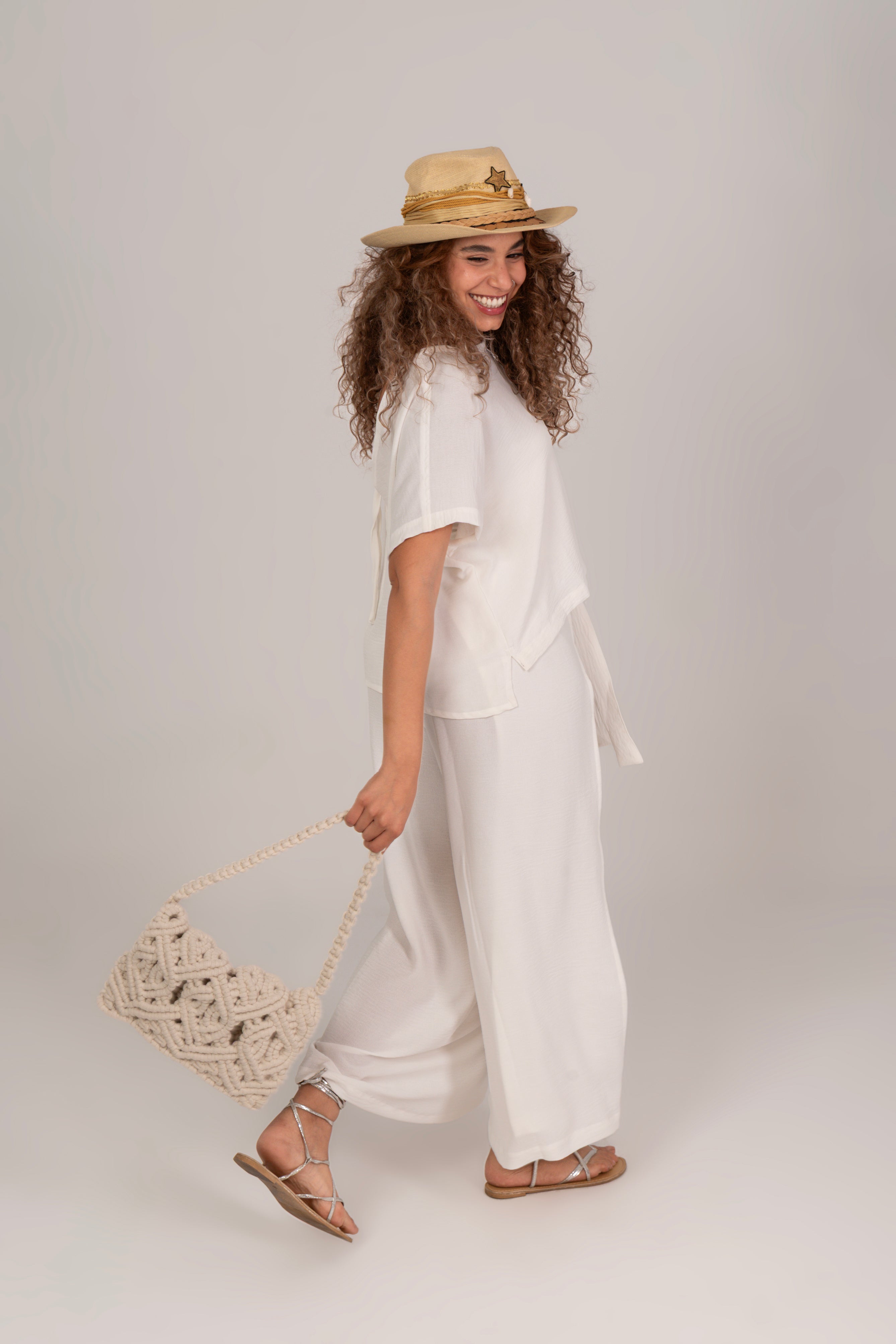 Cream Macrame Shoulder Bag