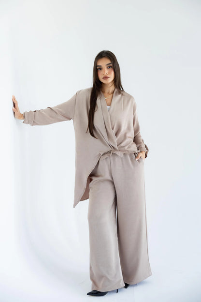 Sand beige satin set - lifestyle shot