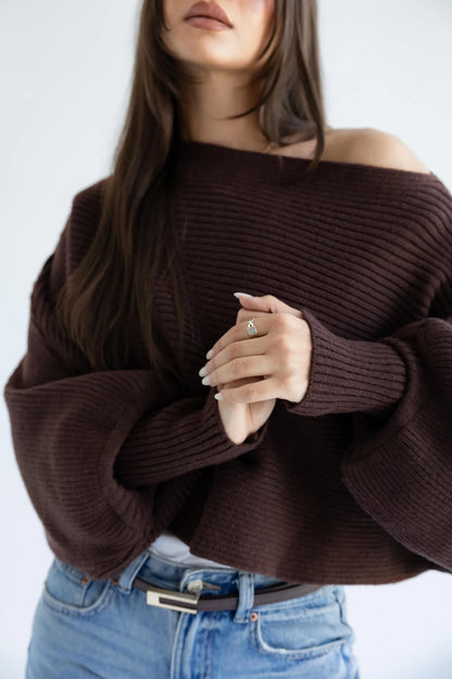 Close-up of the diagonal rib knit and ribbed cuffs