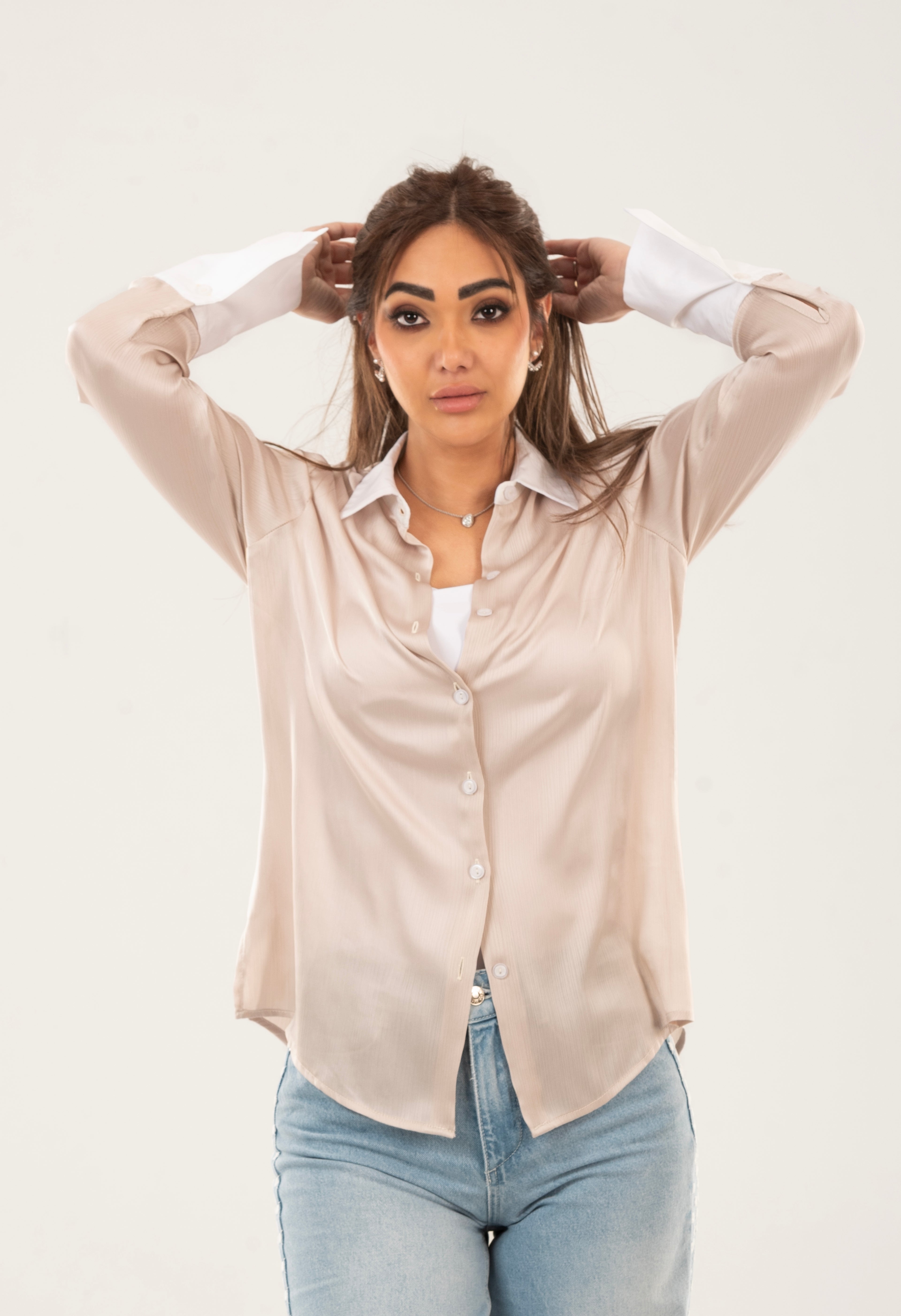 Satin Button-Up Blouse