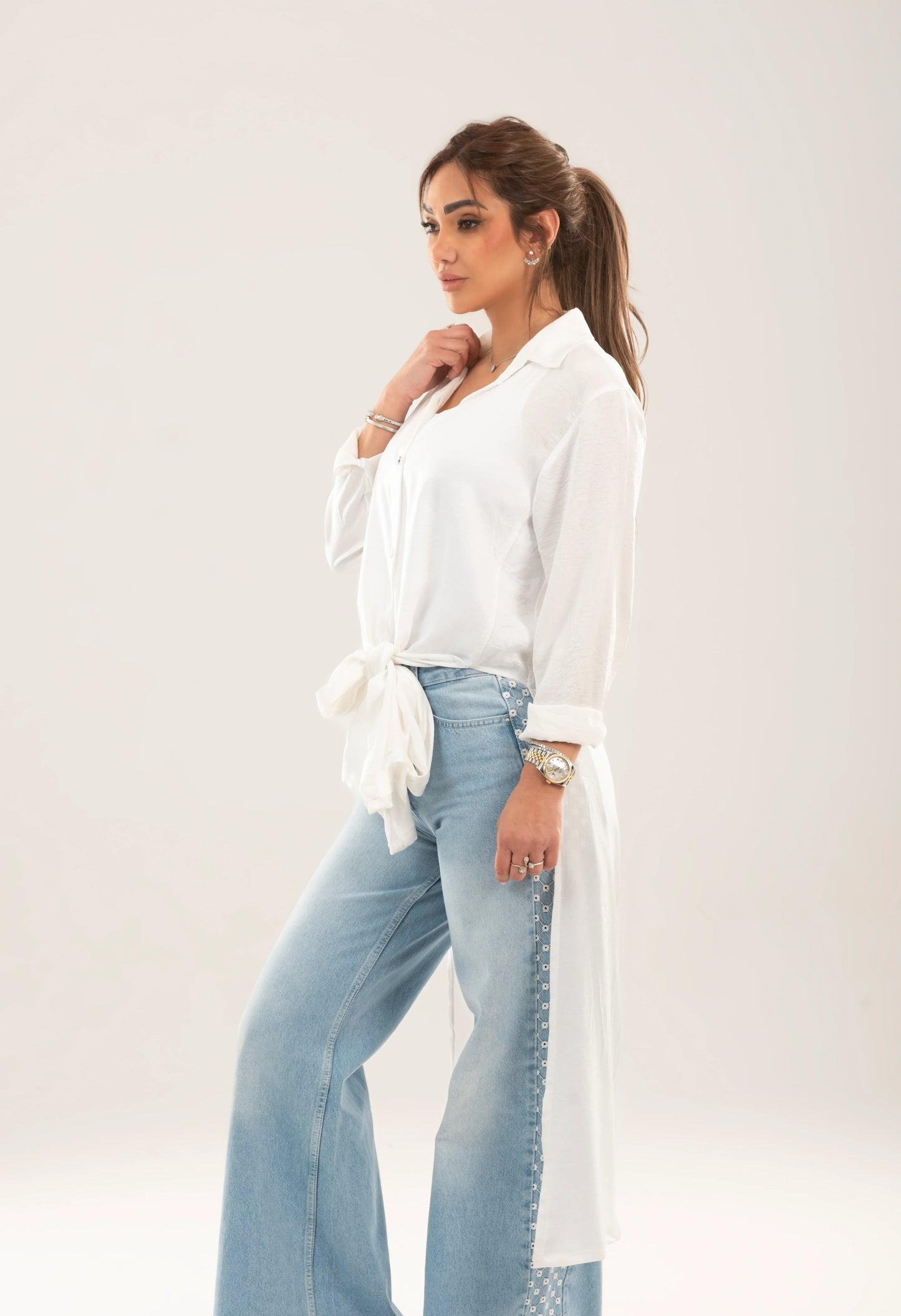 Sophia split sides stain Long shirt