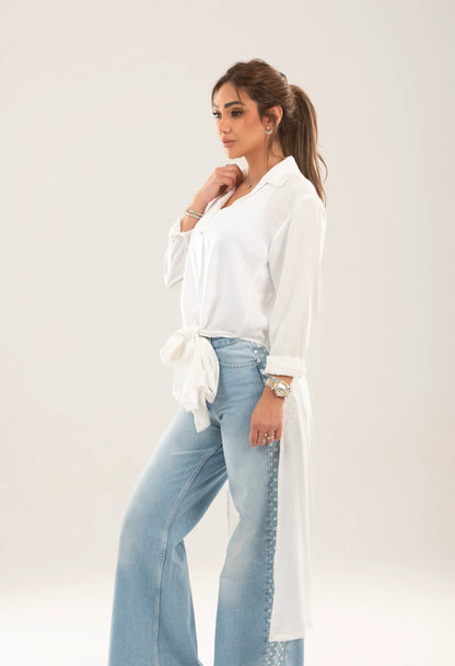 Sophia split sides stain Long shirt
