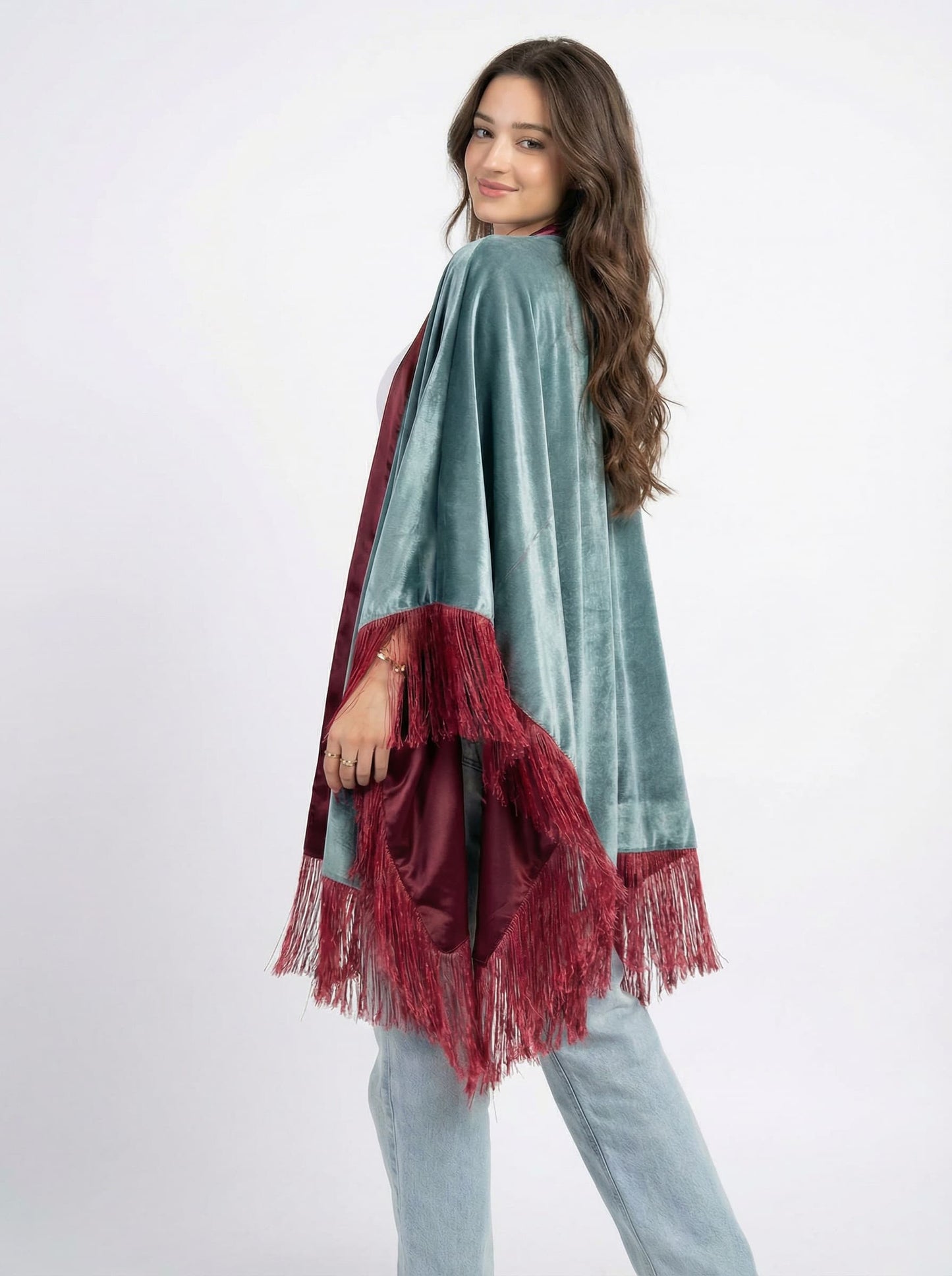 Sunset Bloom Velvet Cape