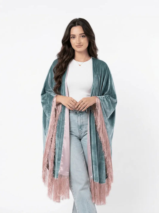 Sage & Rose Fringe cape