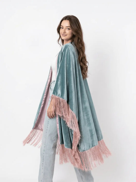 Sage & Rose Fringe cape