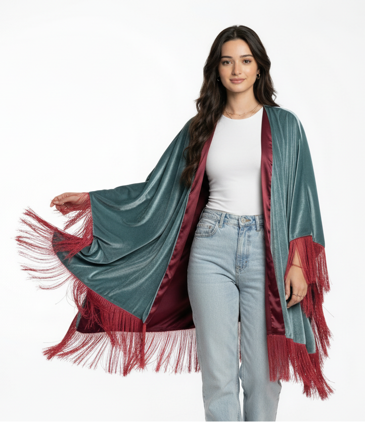 Sunset Bloom Velvet Cape